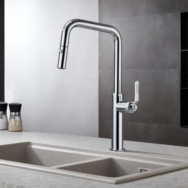 Chrome High Kitchen Mixer Tap with 2-Way Pull Out Spray Niza Imex