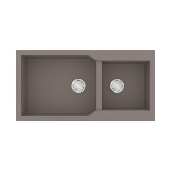 Modern Brown 2 Bowl Granite Kitchen Sink 98x50 Ultra Granite 803 Sienna Sanitec