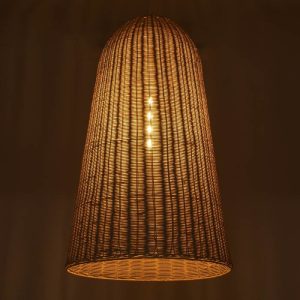 Boho 1-Light Beige Bamboo Decorative Pendant Ceiling Light 01746 Farol