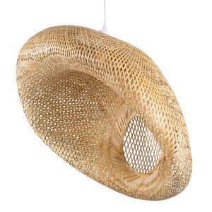 Vintage 1-Light Beige Bamboo Decorative Pendant Ceiling Light 01784 Caribbean