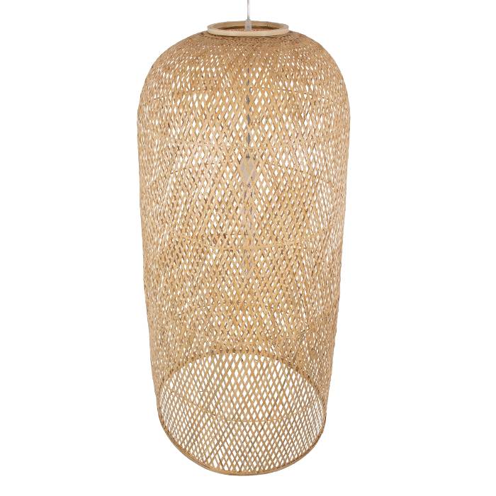 Boho Decorative 1-Light Beige Bamboo Pendant Ceiling Light 00671 Calero