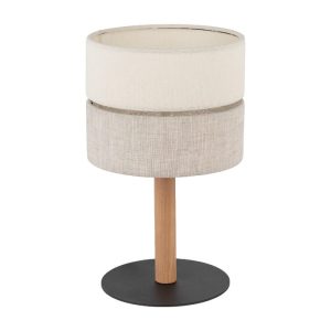 Boho 1-Light Fabric Wooden Decorative Brown Beige Bedside Lamp 5596 Eco TK Lighting