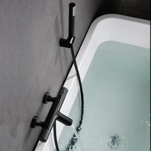 Black Gun Metal Wall Mounted Thermostatic Bath Shower Mixer with Shower Kit Line BTD038-4BGM Imex
