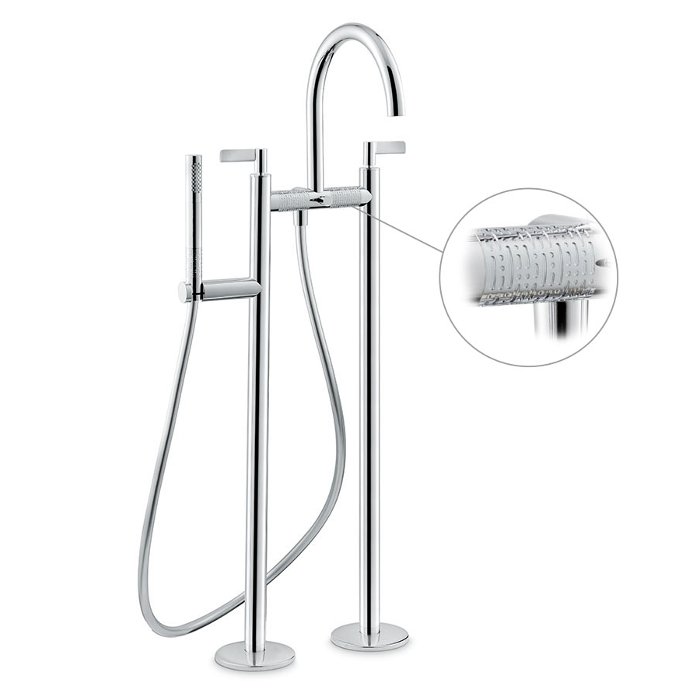 Floor Standing Chrome Bath Shower Mixer Tap with Kit 71186C Blink Chic Luxury NewForm