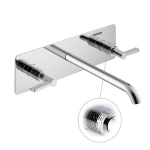 Modern wall mounted long spout single lever basin mixer with concealed body 71123E Blink Chic Luxury NewForm