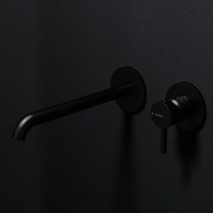 Italian black 2-hole wall mounted basin mixer tap with long spout 23,2 cm Blink Chic Luxury 71130E New Form