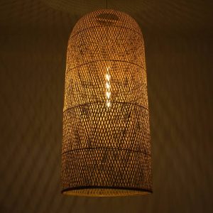 Rustic Summer Decorative 1-Light Beige Bamboo Pendant Ceiling Light 00671 Calero