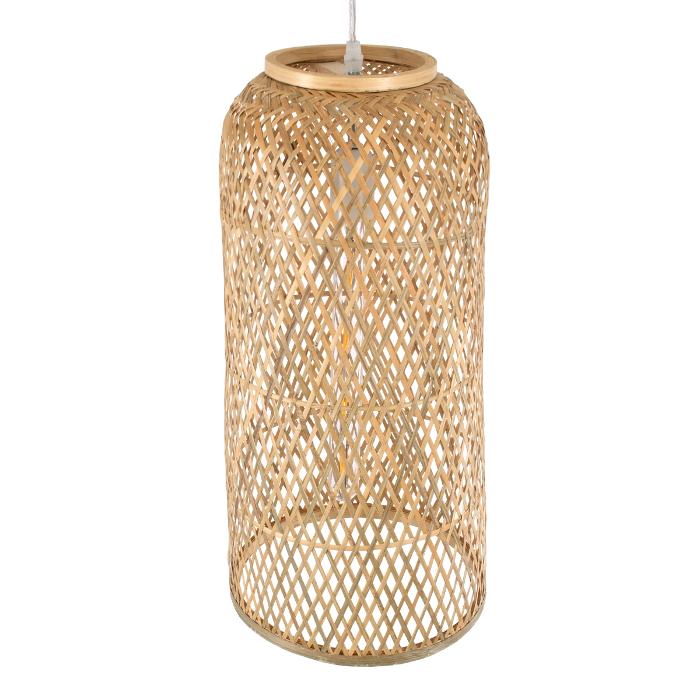 Boho 1-Light Beige Bamboo Decorative Pendant Ceiling Light 01710 Calero