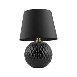Black Modern Large Glass Table Lamp with Fabric Shade 5590 Santana Tk Lighting