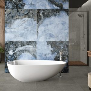 Modern Blue Glossy Onyx Effect Wall Porcelain Tile 60x120 Danae Navy