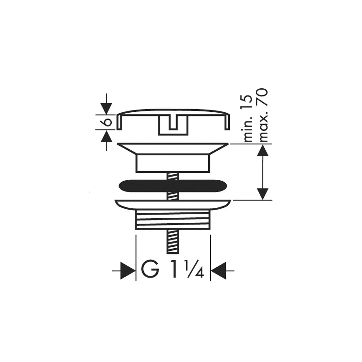 Μοντερνα βαλβιδα νιπτηρα ελευθερης ροης Universal Hansgrohe 30898118 WT-Ventil