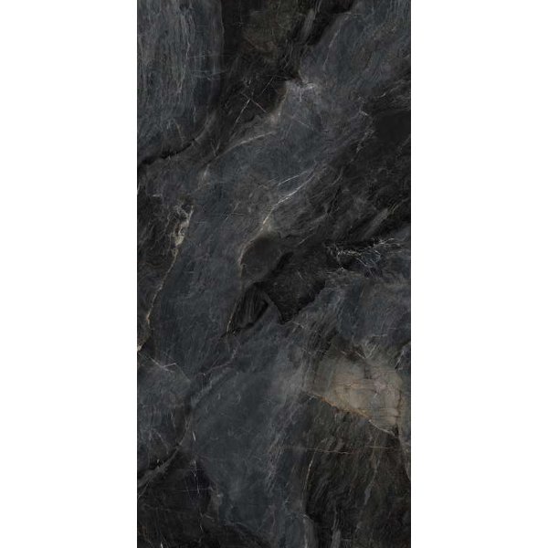 Black Glossy Marble Effect Wall & Floor Gres Porcelain Tile 60x120 Asterix