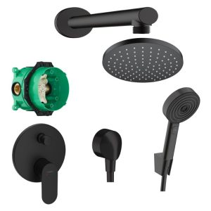 Modern Black Matt Concealed Shower Mixer Set 2 Outlets Rebris S Hansgrohe