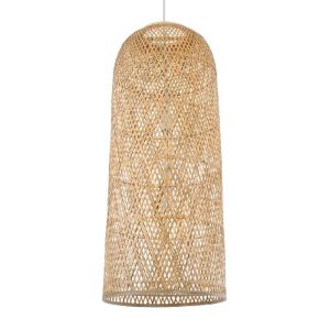 Vintage 1-Light Beige Bamboo Decorative Pendant Ceiling Light 01712 Calero