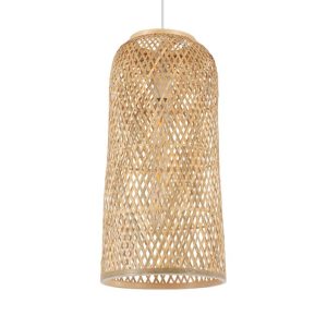Vintage 1-Light Beige Bamboo Decorative Pendant Ceiling Light 01710 Calero