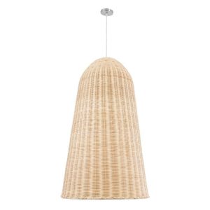 Rustic 1-Light Beige Bamboo Decorative Pendant Ceiling Light 01746 Farol