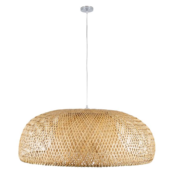 Vintage 1-Light Beige Bamboo Pendant Ceiling Light 00673 San Tropez