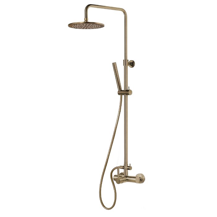 New Tech 12065-221 La Torre Italian Adjustable Bronze Brushed Shower System Kit with Round Shower Head Ø20