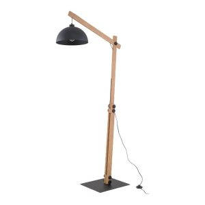 Black Industrial 1-Light Wooden Adjustable Floor Lamp with Metal Shade 5582 Oslo Tk Lighting