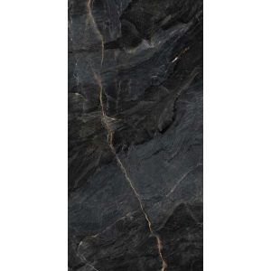 Black Glossy Marble Effect Wall & Floor Porcelain Tile 60x120 Asterix