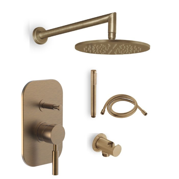 Retro Bronze Brushed Concealed Shower Mixer Set 2 Outlets New Tech La Torre