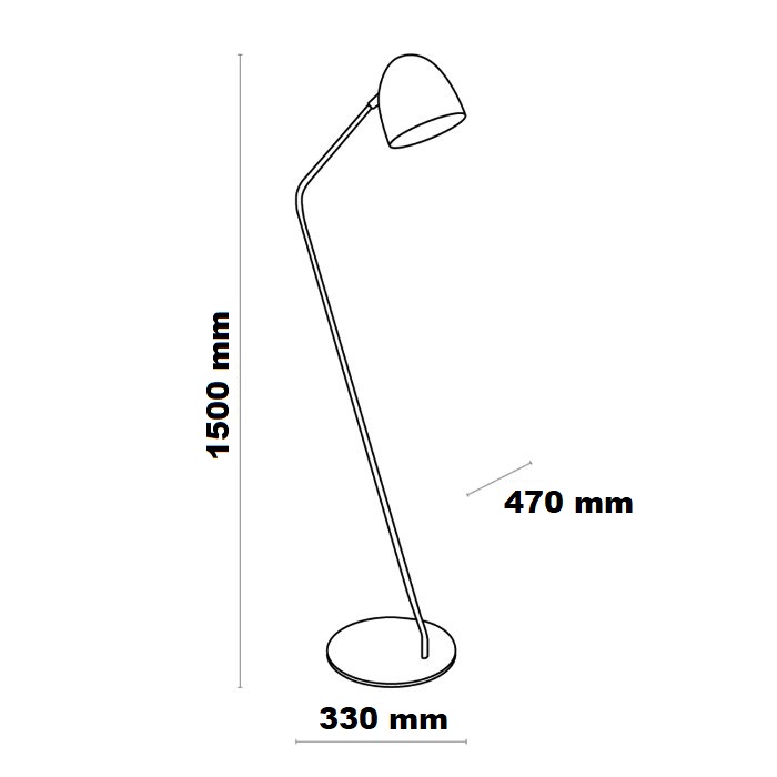 Dimensions for industrial floor lamp 5037 Soho Black Tk Lighting