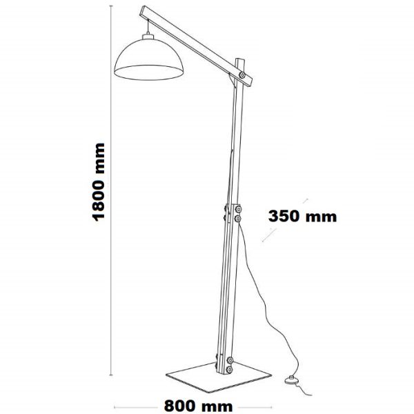 Dimensions for industrial floor lamp 5592 5582 Oslo Tk Lighting