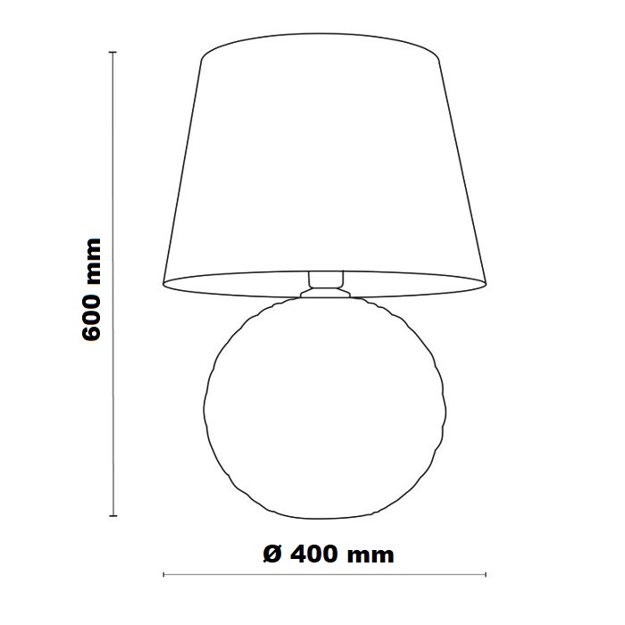 Dimensions for table lamp 5590 5591 5593 Santana Tk Lighting