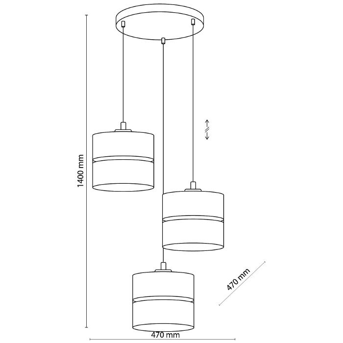 Diagram for three shades pendant ceiling light 6575 Linobianco TK Lighting