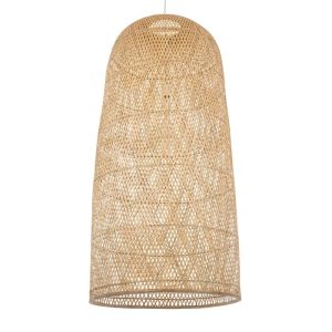 Vintage 1-Light Beige Bamboo Pendant Ceiling Light 00670 Calero