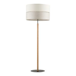 Boho 1-Light Fabric Wooden Decorative Brown Beige Floor Lamp 5597 Eco TK Lighting