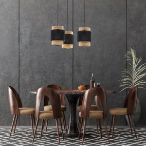 Boho Black Beige 3-Light Decorative Pendant Ceiling Light for the Dining Room 6549 Tk Lighting