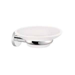Modern Glass Soap Dish with Chrome Holder 14302-A03 Twist Sanco