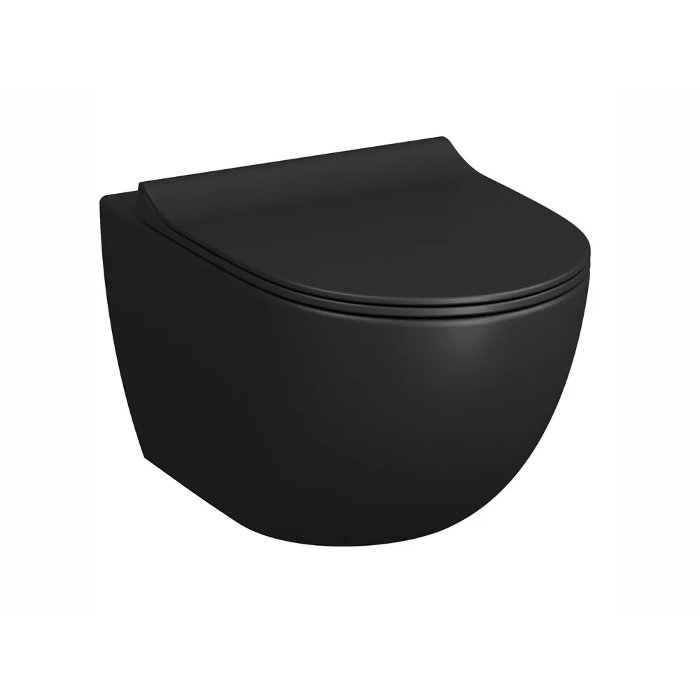 Μαυρη λεκανη τουαλετας μπανιου κρεμαστη rimless μοντερνα Cupola Black Matt