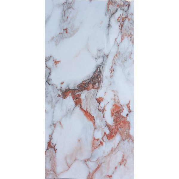 Modern White Glossy Marble Effect Gres Porcelain Tile 60x120 Carrara Rust