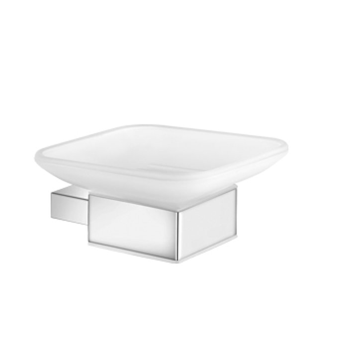 Modern Frosted Glass Soap Dish & Holder Chrome 120402-A03 Monogram Sanco