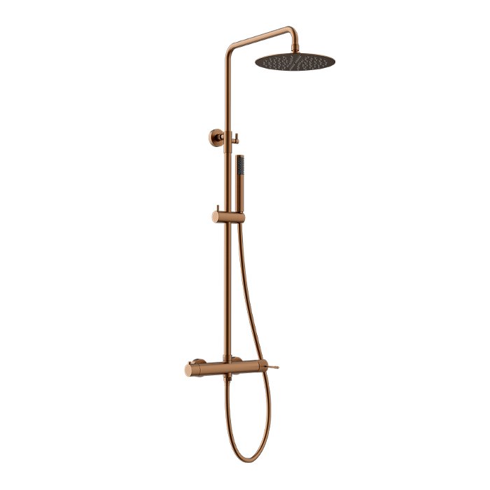 Modern Rose Gold Adjustable Shower System Kit with Round Shower Head Φ25 Terra Orabella