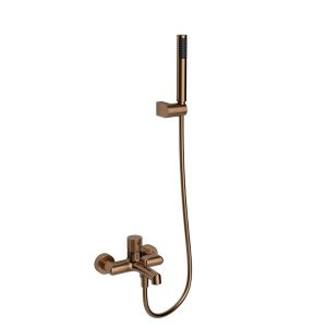 Luxury Rose Gold Wall Mounted Bath Shower Mixer and Kit Terra Orabella