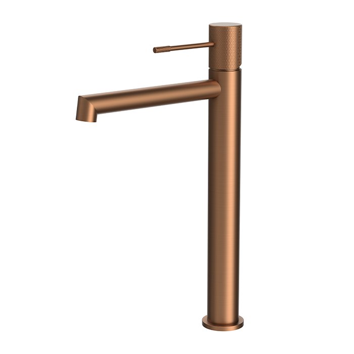 Modern Rose Gold Single Lever High Basin Mixer Tap with Waste Terra Orabella
