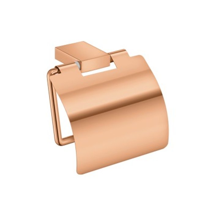 Modern Rose Gold Toilet Roll Holder with Cover 120417-A06 Monogram Sanco