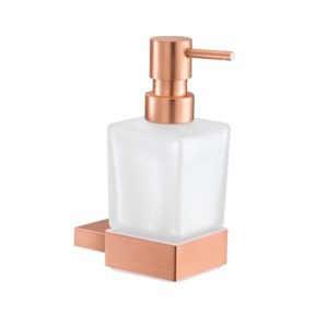 Modern Frosted Glass Soap Dispenser & Rose Gold Holder Wall-Mounted 120422-A06 Monogram Sanco