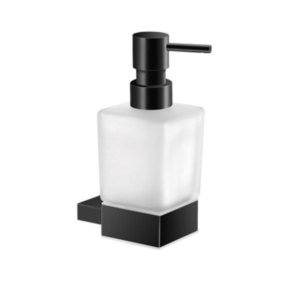 Modern Frosted Glass Soap Dispenser & Black Mat Holder Wall-Mounted 120422-M116 Monogram Sanco