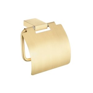 Modern Brushed Gold Toilet Roll Holder with Cover 120417-AB12 Monogram Sanco
