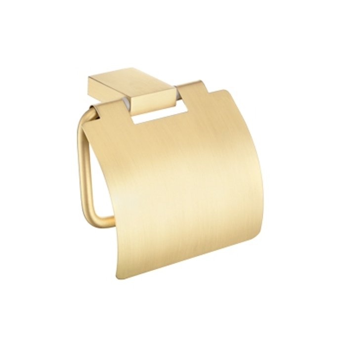 Modern Brushed Gold Toilet Roll Holder with Lid 120417-AB12 Monogram Sanco