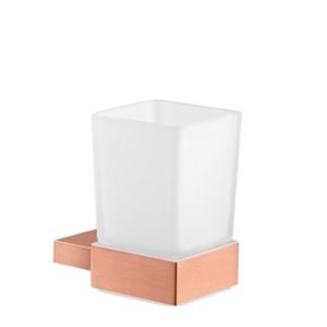 Modern Rose Gold Wall-Mounted Tumbler Holder and Glass 120401-A06 Monogram Sanco