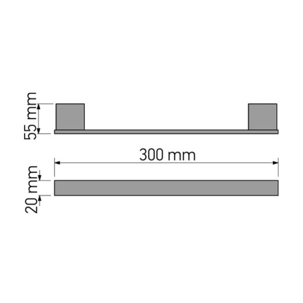 Modern Brass Single Towel Rail 30 cm 120404-30 Monogram Sanco Dimensions