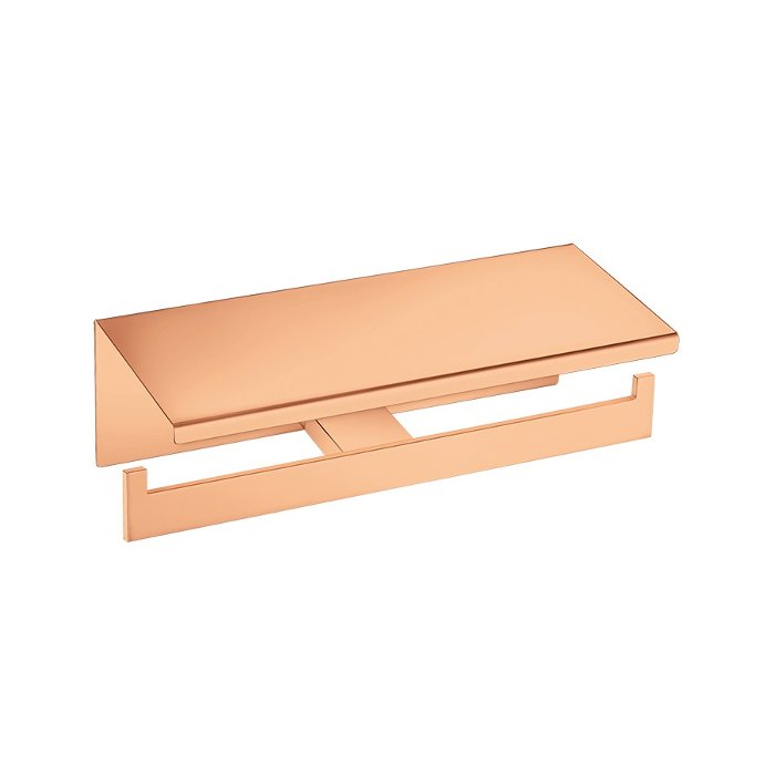 Modern Rose Gold Double Toilet Roll Holder with Shelf 120427-A06 Monogram Sanco