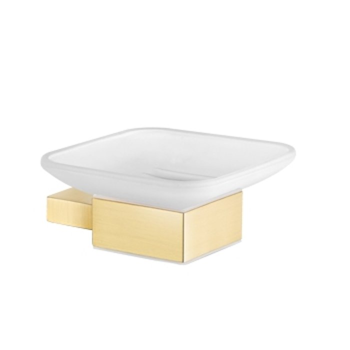 Modern Frosted Glass Soap Dish & Holder Gold Brushed 120402-AV12 Monogram Sanco