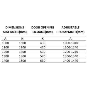 Modern Sliding Shower Door 5mm 180H Oia 70 Dimensions