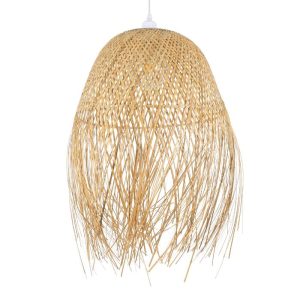 Rustic Beige 1-Light Bamboo Wooden Pendant Ceiling Light 01714 MANILA